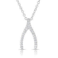 14KT White Gold Diamond Wishbone Necklace