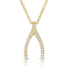 14KT Yellow Gold Diamond Wishbone Necklace