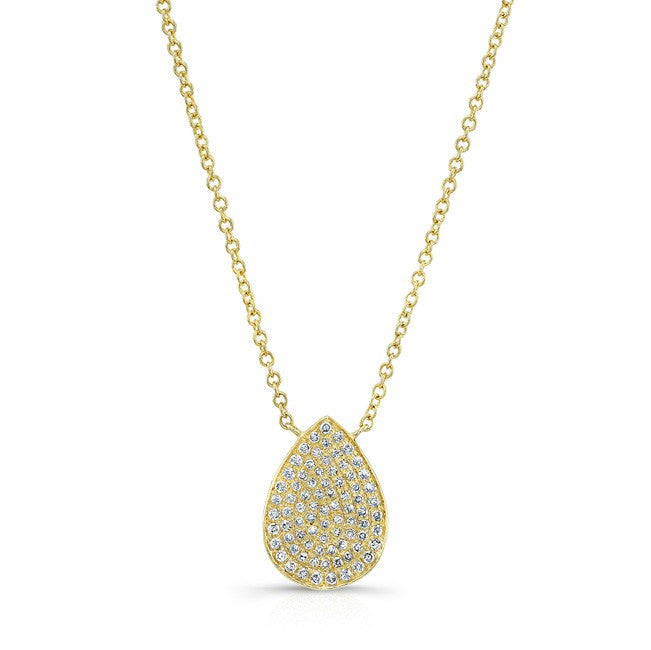 14KT Yellow Gold Diamond Medium Pear Shaped Necklace