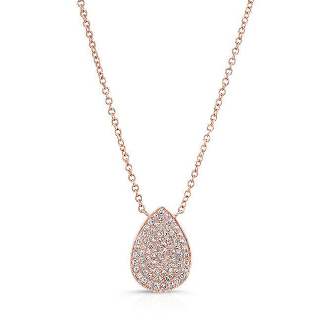 14KT Rose Gold Diamond Medium Pear Shaped Necklace