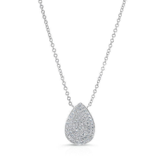 14KT White Gold Diamond Medium Pear Shaped Necklace