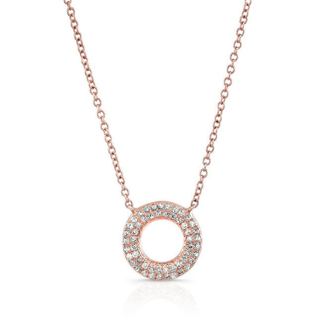 14KT Rose Gold Diamond Open Circle Necklace