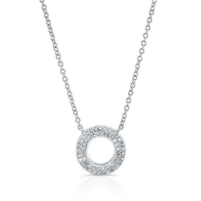 14KT White Gold Diamond Open Circle Necklace