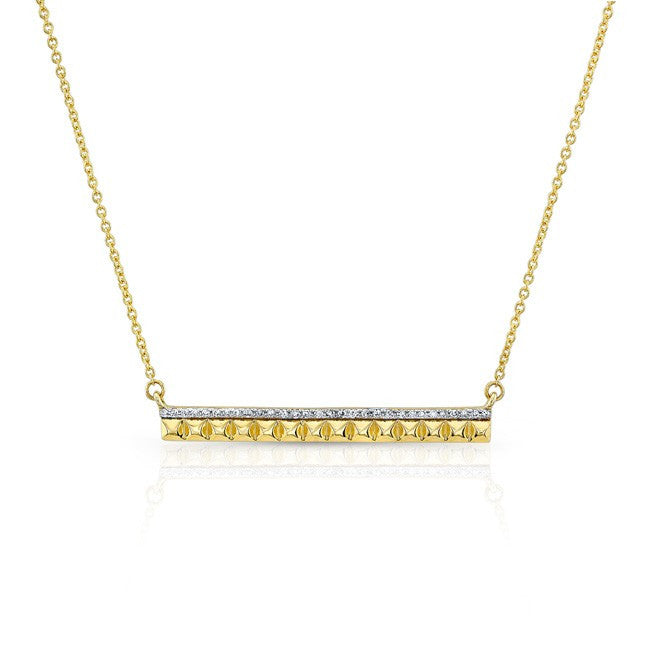 14KT Yellow Gold Diamond And Spike Bar Necklace