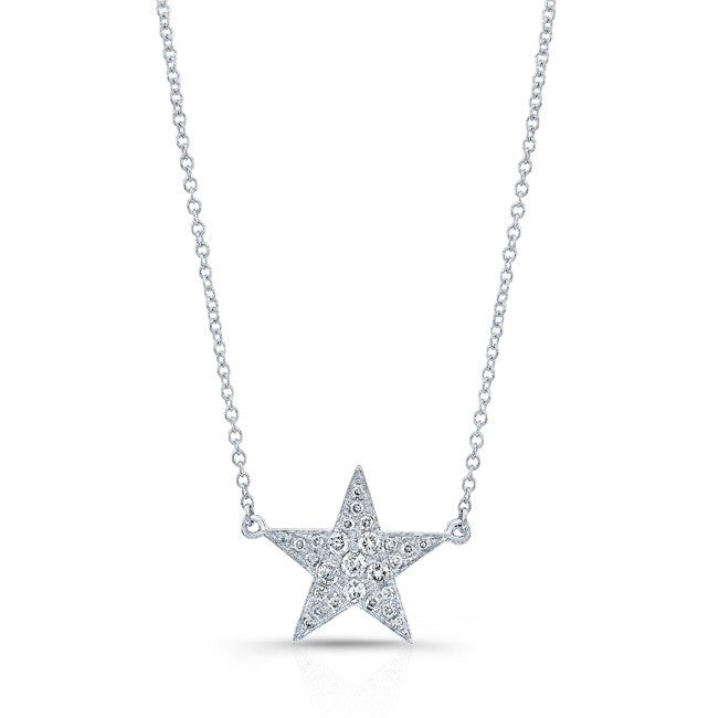 14KT White Gold Diamond Star Necklace