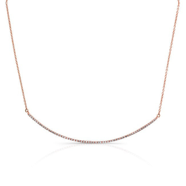 14KT Rose Gold Diamond Thin Crescent Necklace