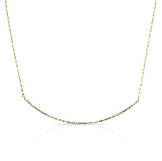 14KT Yellow Gold Diamond Thin Crescent Necklace