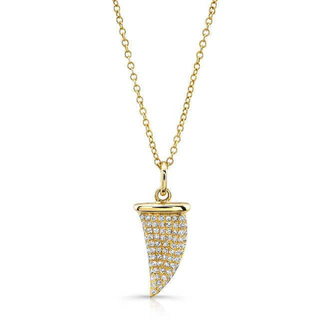14KT Yellow Gold Diamond Shark Tooth Necklace