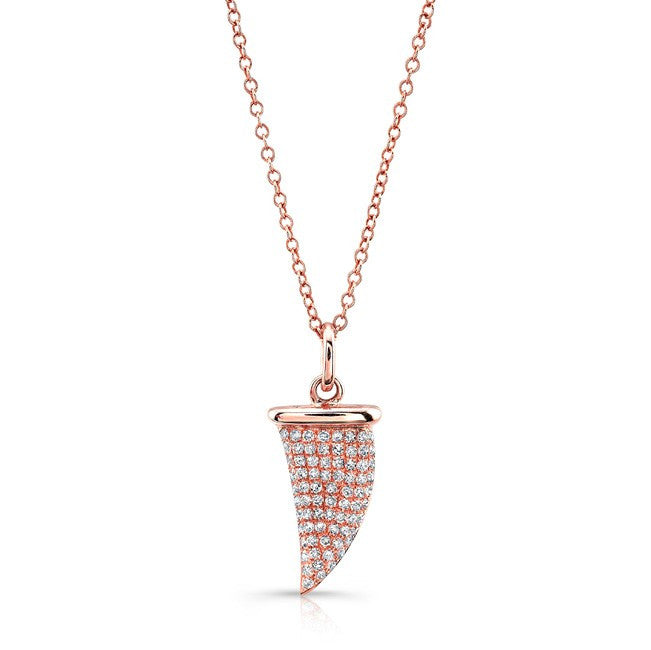14KT Rose Gold Diamond Shark Tooth Necklace