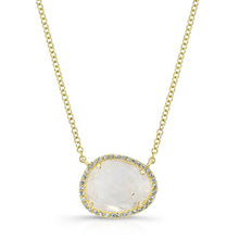 14KT Yellow Gold Moonstone Diamond Necklace