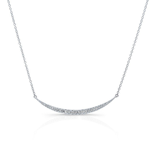 14KT White Gold Diamond Mini Lunette Necklace