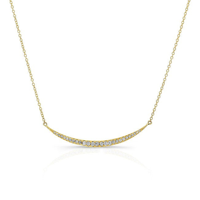 14KT Yellow Gold Diamond Mini Lunette Necklace