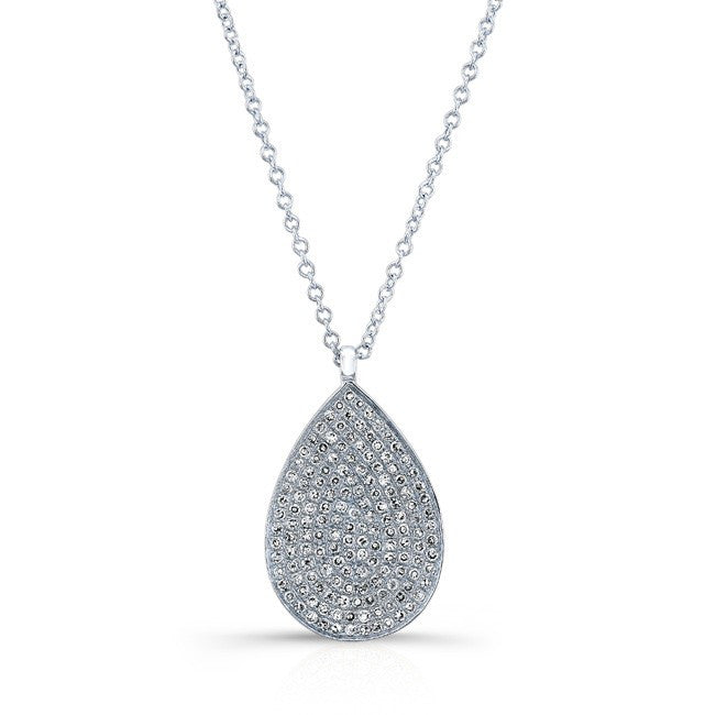 14KT White Gold Diamond Large Pear Shaped Necklace