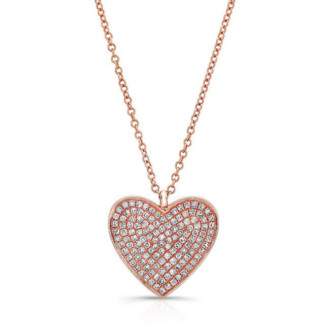 14KT Rose Gold Diamond Heart Pendant Necklace