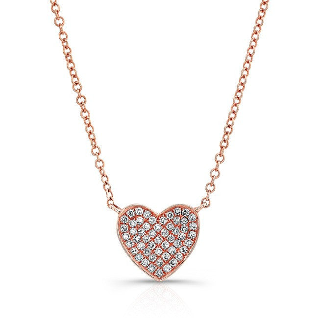 14KT Rose Gold Diamond Heart Necklace