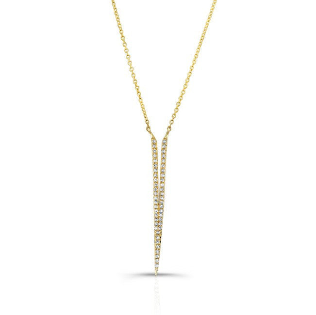 14KT Yellow Gold Diamond Slight V Necklace