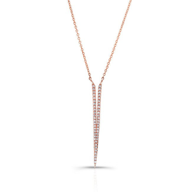 14KT Rose Gold Diamond Slight V Necklace