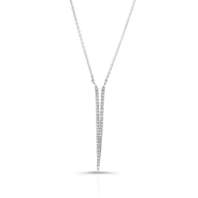 14KT White Gold Diamond Slight V Necklace