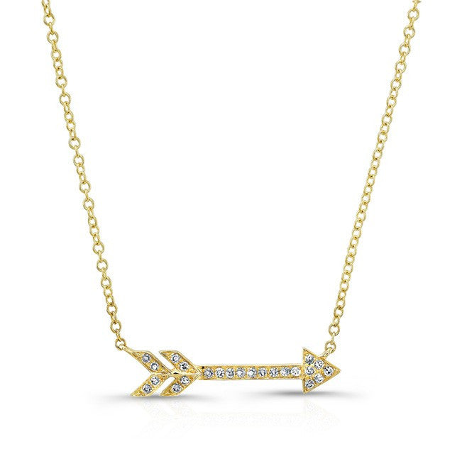 14KT Yellow Gold Diamond Arrow Necklace