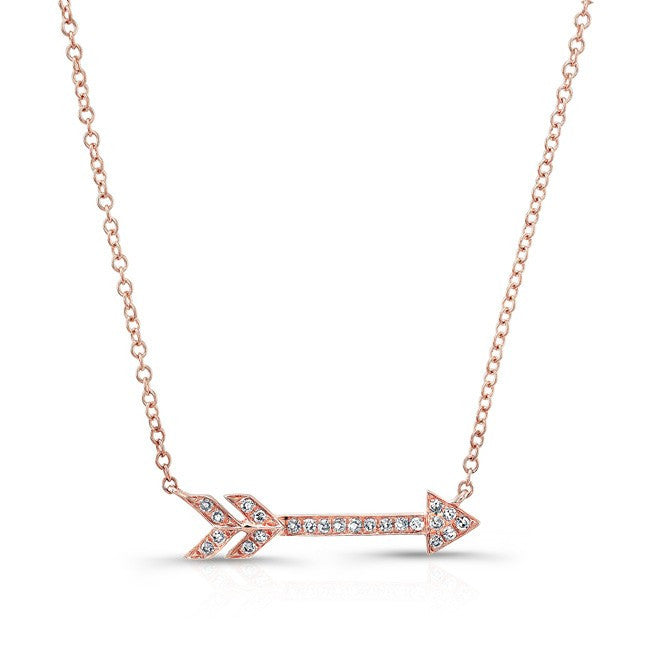 14KT Rose Gold Diamond Arrow Necklace