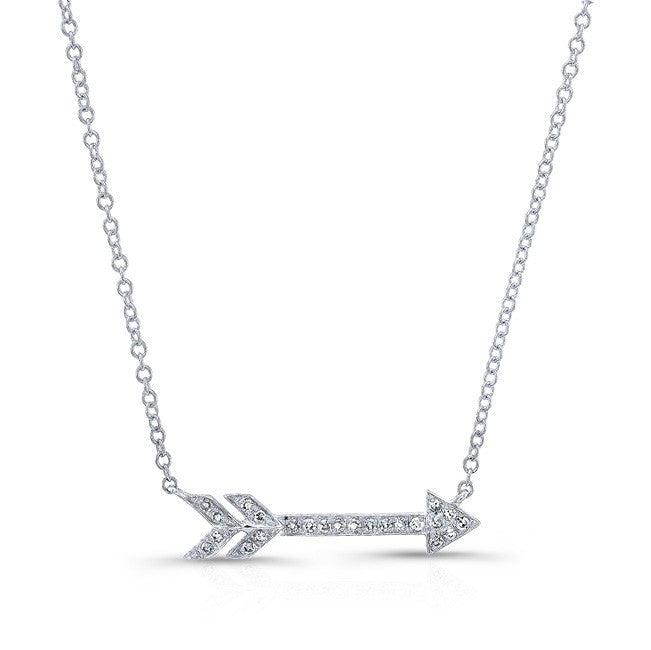 14KT White Gold Diamond Arrow Necklace