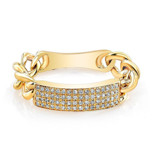 14KT Yellow Gold Diamond ID Tag Ring