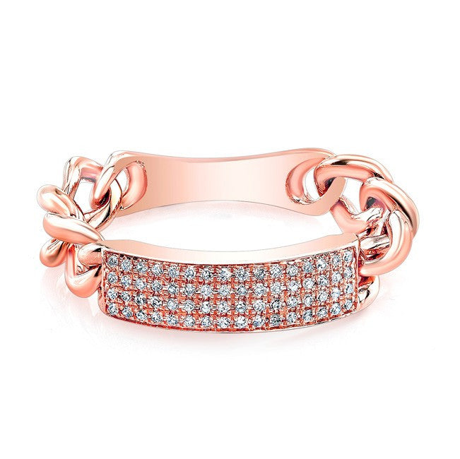 14KT Rose Gold Diamond ID Tag Ring