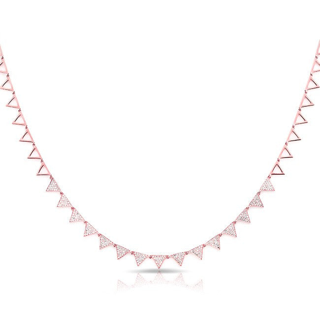 14KT Rose Gold Diamond Triangle Link Necklace