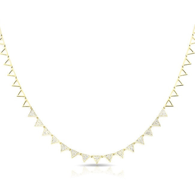 14KT Yellow Gold Diamond Triangle Link Necklace