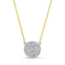 14KT Yellow Gold Diamond 2 Sided Heart & Disc Necklace