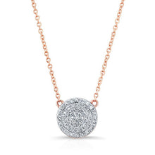 14KT Rose Gold Diamond 2 Sided Heart & Disc Necklace
