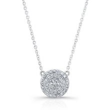 14KT White Gold Diamond 2 Sided Heart & Disc Necklace