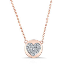 14KT Rose Gold Diamond 2 Sided Heart & Disc Necklace
