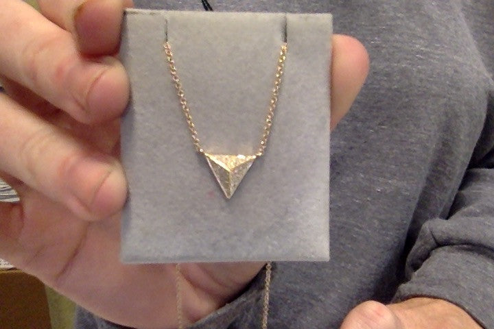 NOL: 14KT Yellow Gold All Diamond Triangle Pyramid