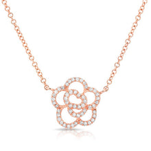 14KT Rose Gold Diamond Camellia Flower Necklace