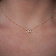 14KT Rose Gold Diamond Camellia Flower Necklace