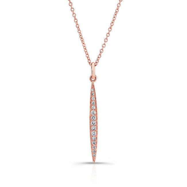 14KT Rose Gold Diamond Thin Petal Necklace