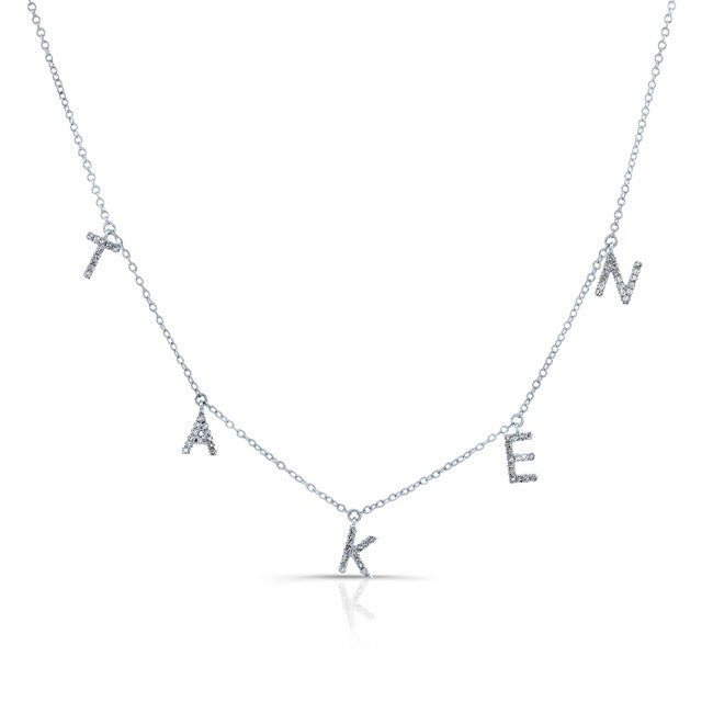14KT White Gold Diamond Taken Necklace