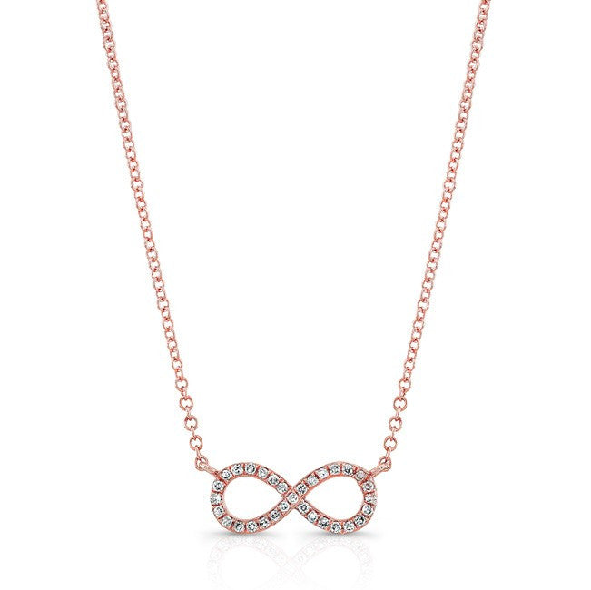 14KT Rose Gold Diamond Small Infinity Necklace