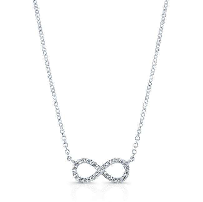 14KT White Gold Diamond Small Infinity Necklace