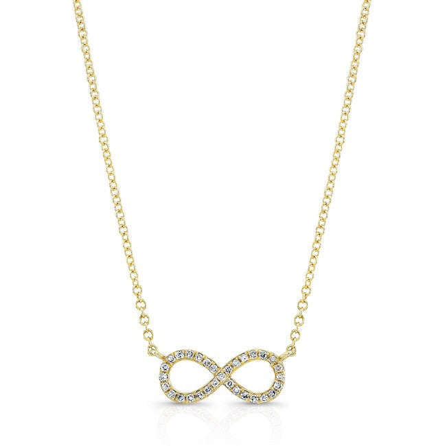 14KT Yellow Gold Diamond Small Infinity Necklace