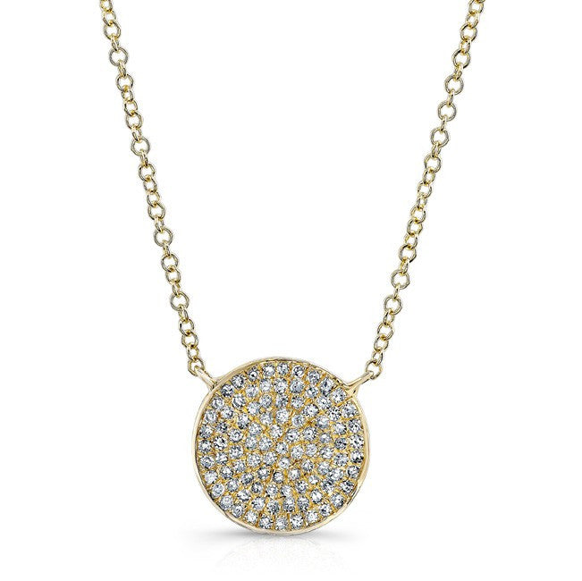 14KT Yellow Gold Diamond Medium Disc Necklace