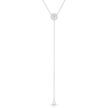 14KT White Gold Moonstone Diamond Flirt Lariat Necklace