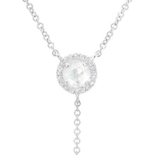 14KT White Gold Moonstone Diamond Flirt Lariat Necklace