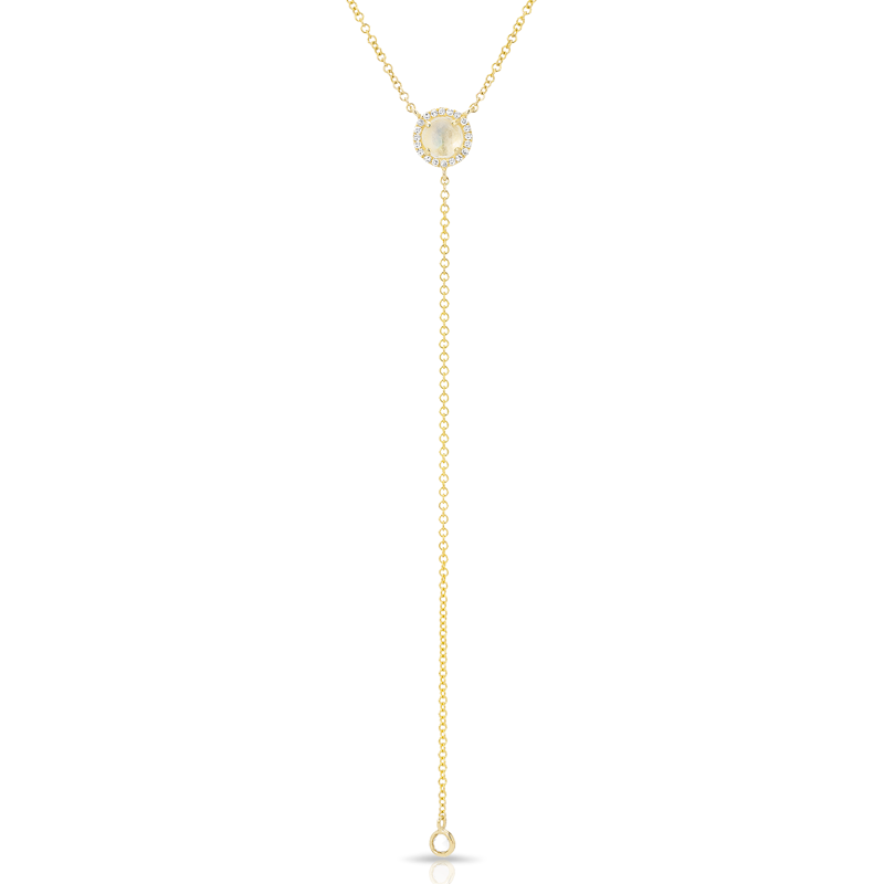14KT Yellow Gold Moonstone Diamond Flirt Lariat Necklace