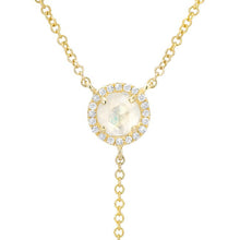 14KT Yellow Gold Moonstone Diamond Flirt Lariat Necklace