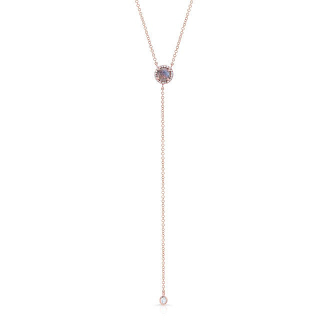 14KT Rose Gold Labradorite Diamond Flirt Lariat Necklace