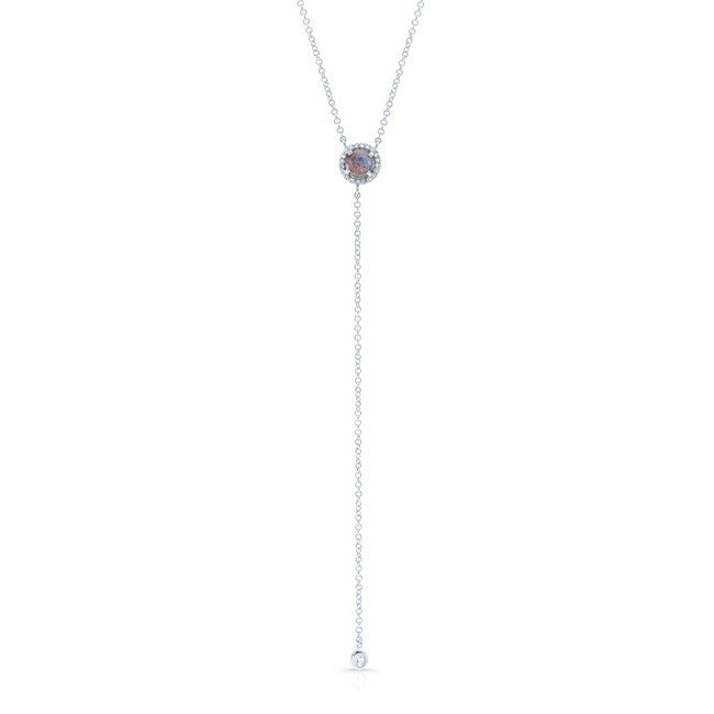 14KT White Gold Labradorite Diamond Flirt Lariat Necklace