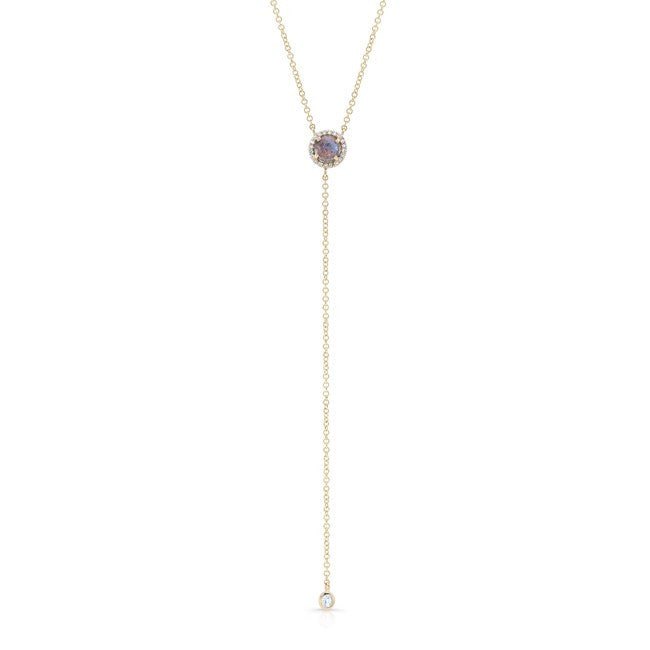 14KT Yellow Gold Labradorite Diamond Flirt Lariat Necklace