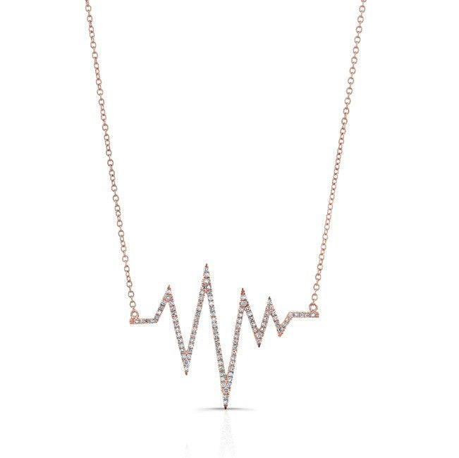 14KT Rose Gold Diamond Heartbeat Necklace